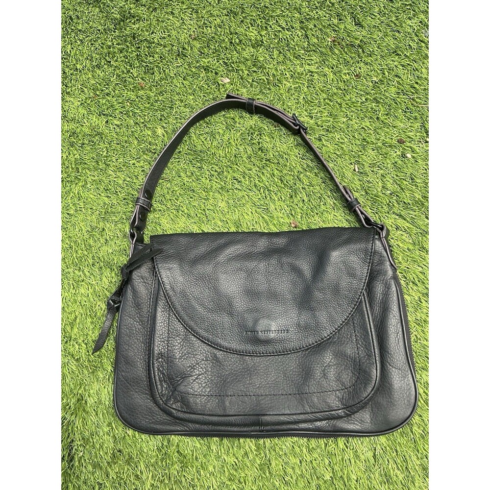 Aimee Kestenberg Black Genuine Leather Shoulder Bag Handbag Zip Pockets